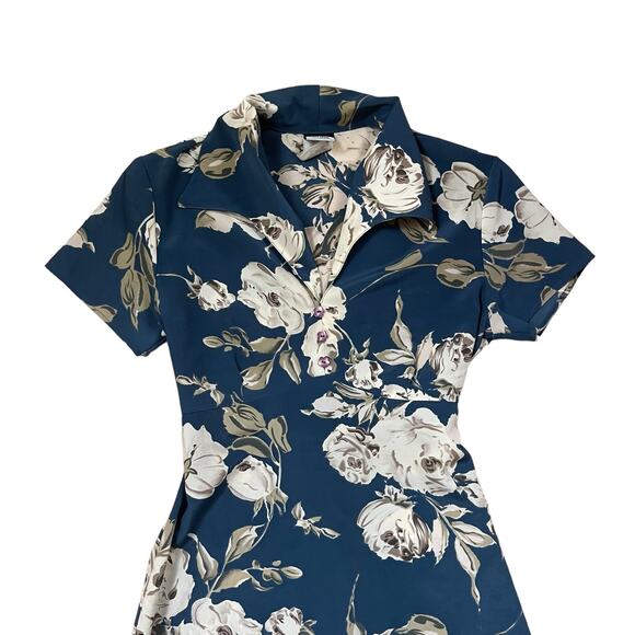 Knapp Studio 90s Maxi Short Sleeve Floral Button Up Dress Tie Back Size Small - Picture 2 of 7